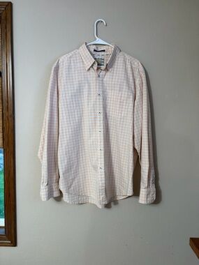 Tommy Bahama Men’s size XL Orange White Gingham Button-Down Long Sleeved Shirt